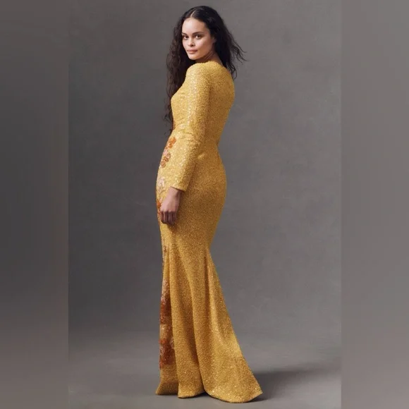 Helsi Shalom Sequin Floral Appliqué Column Maxi Dress Size XS NWOT - Picture 3 of 6